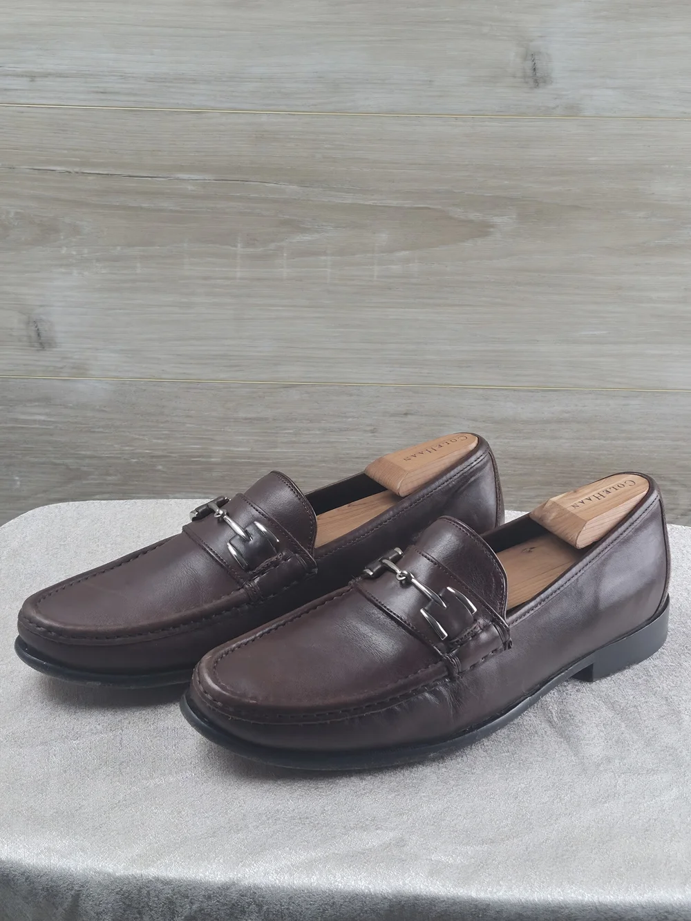 Cole Haan Dark Brown Leather Bit Loafers Men's Size 10.5 D Dress Slip On Shoes